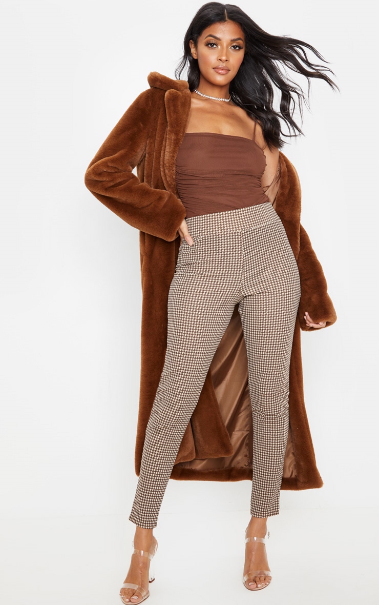 Pantalon skinny gris pierre à carreaux pied-de-poule