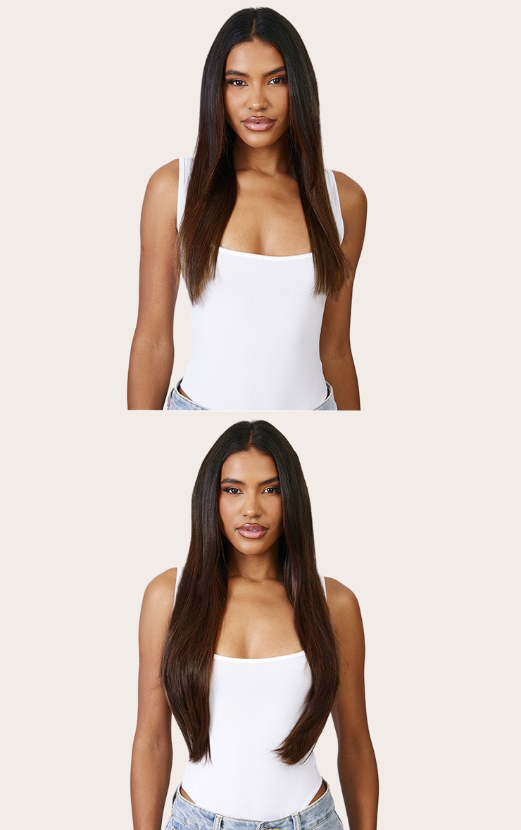 Lullabellz Extension de cheveux lisses épais 1 pièce 61 cm à clips Chocolate Brown image 3