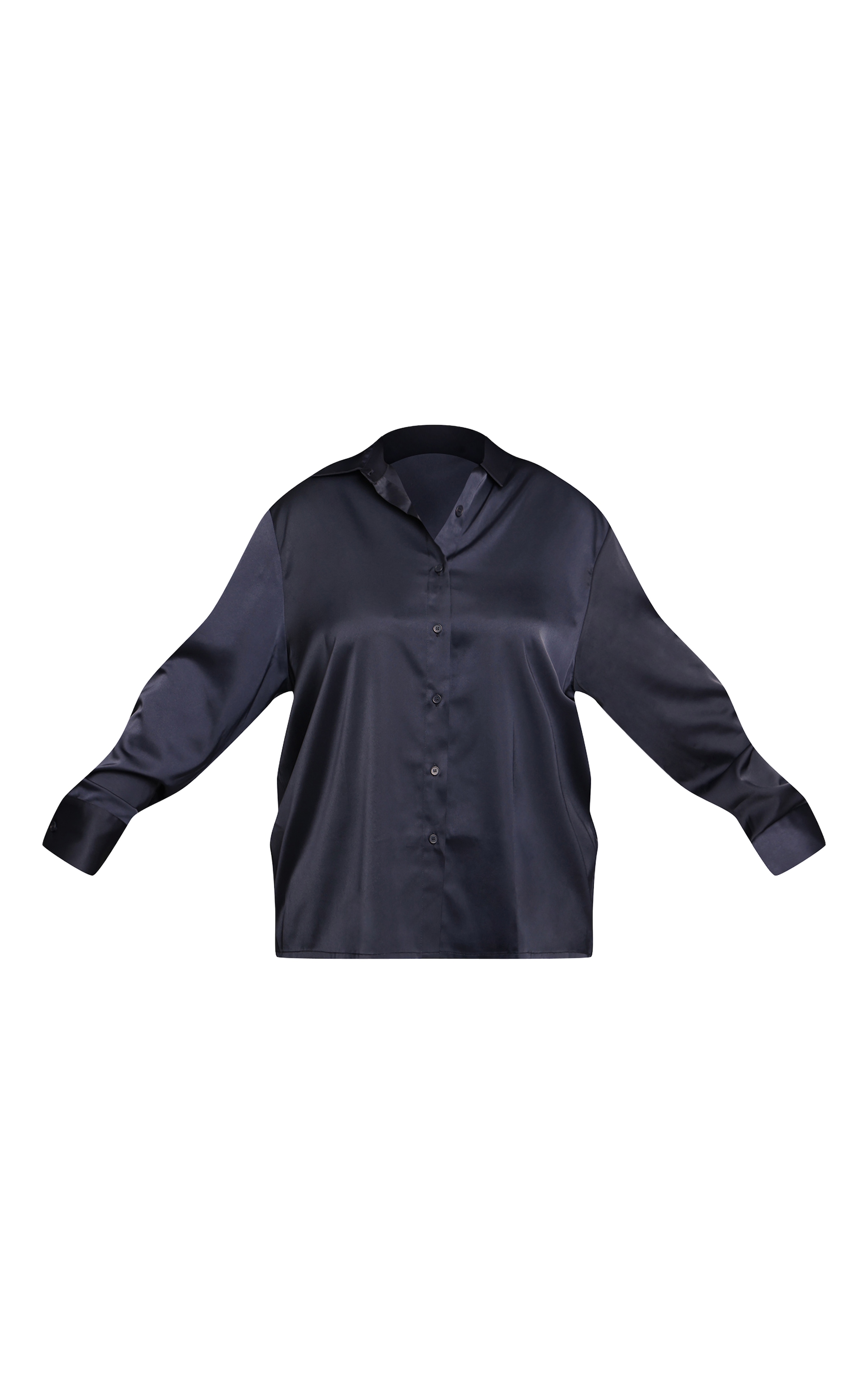 Plus Black Crinkle Satin Oversized Shirt image 5