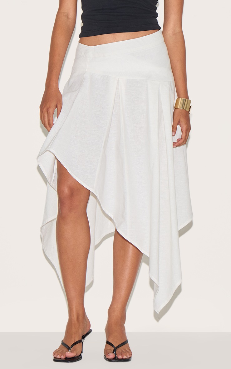 Asymmetrical Skirt Crochet Handkerchief Skirt White Cotton Linen