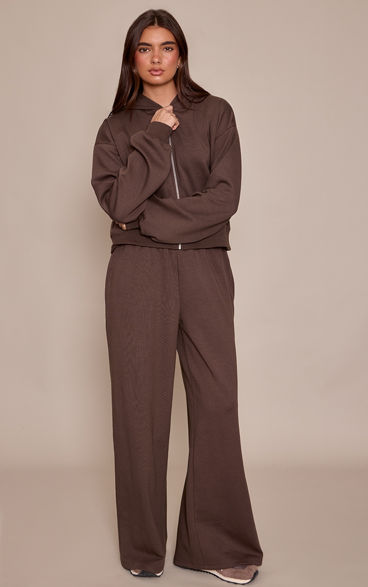 Chocolate Interlock Extreme Wide Leg Joggers image 1