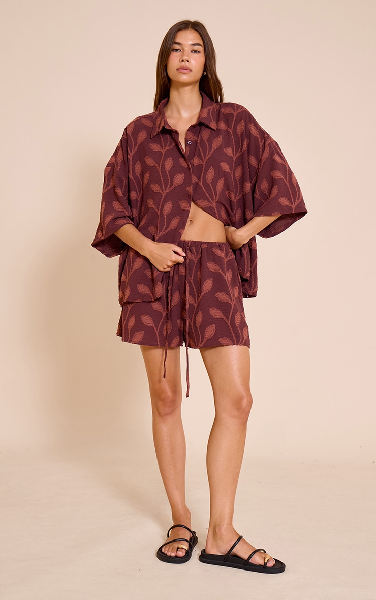  Plum Embroidered Floral Floaty Shorts image 4