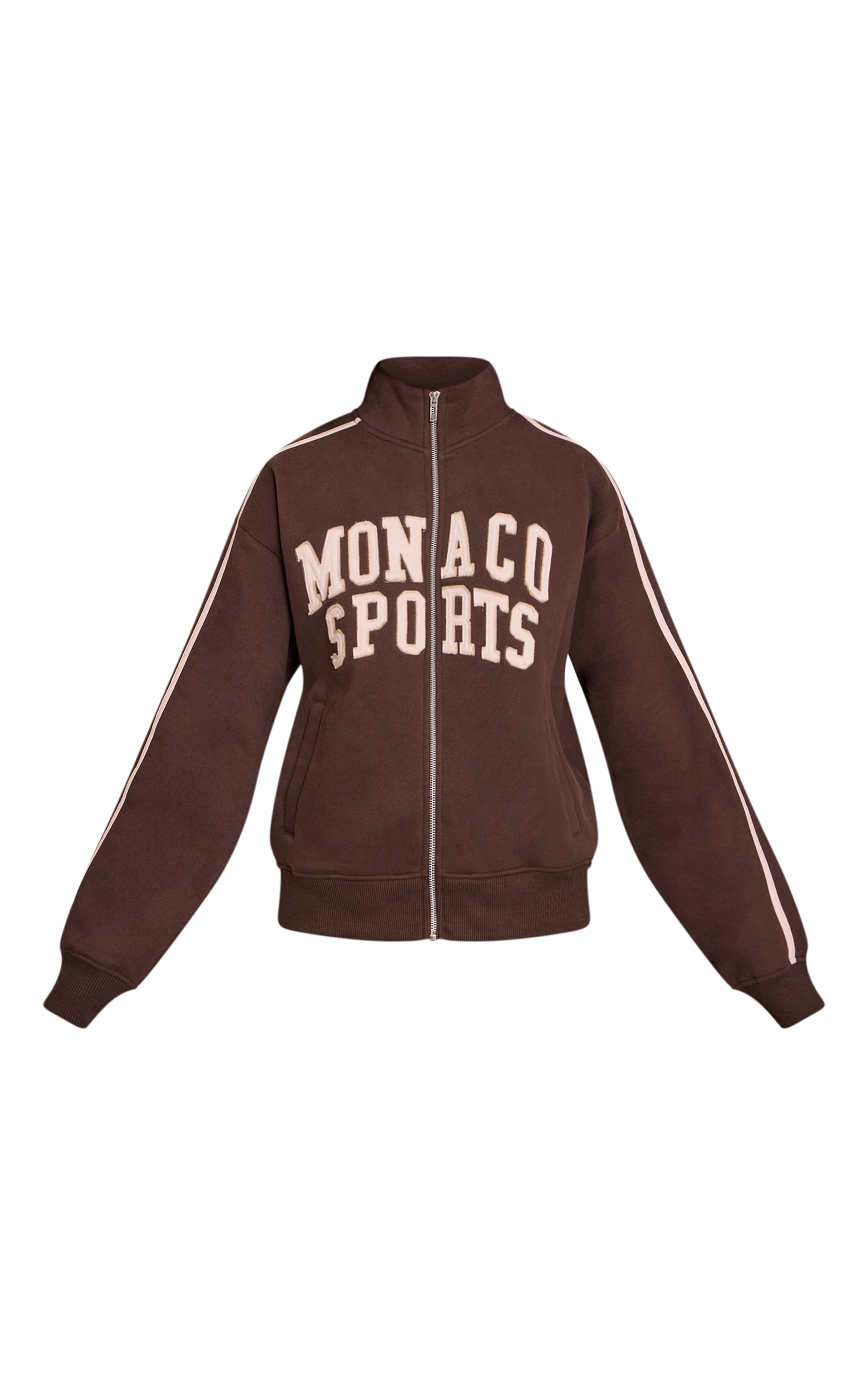 Chocolate Contrast Monaco Applique Zip Through Sweatshirt image 5