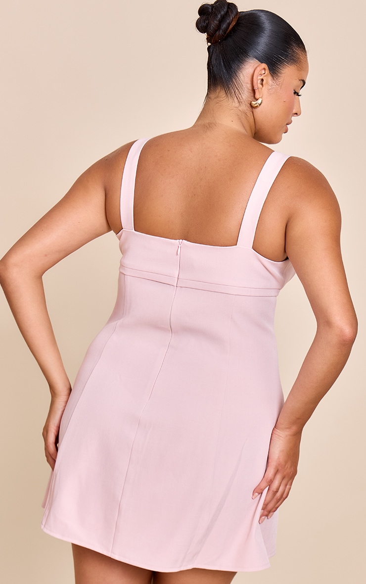 Plus Baby Pink Tailored Woven Bust Seam Detail Shift Dress image 2