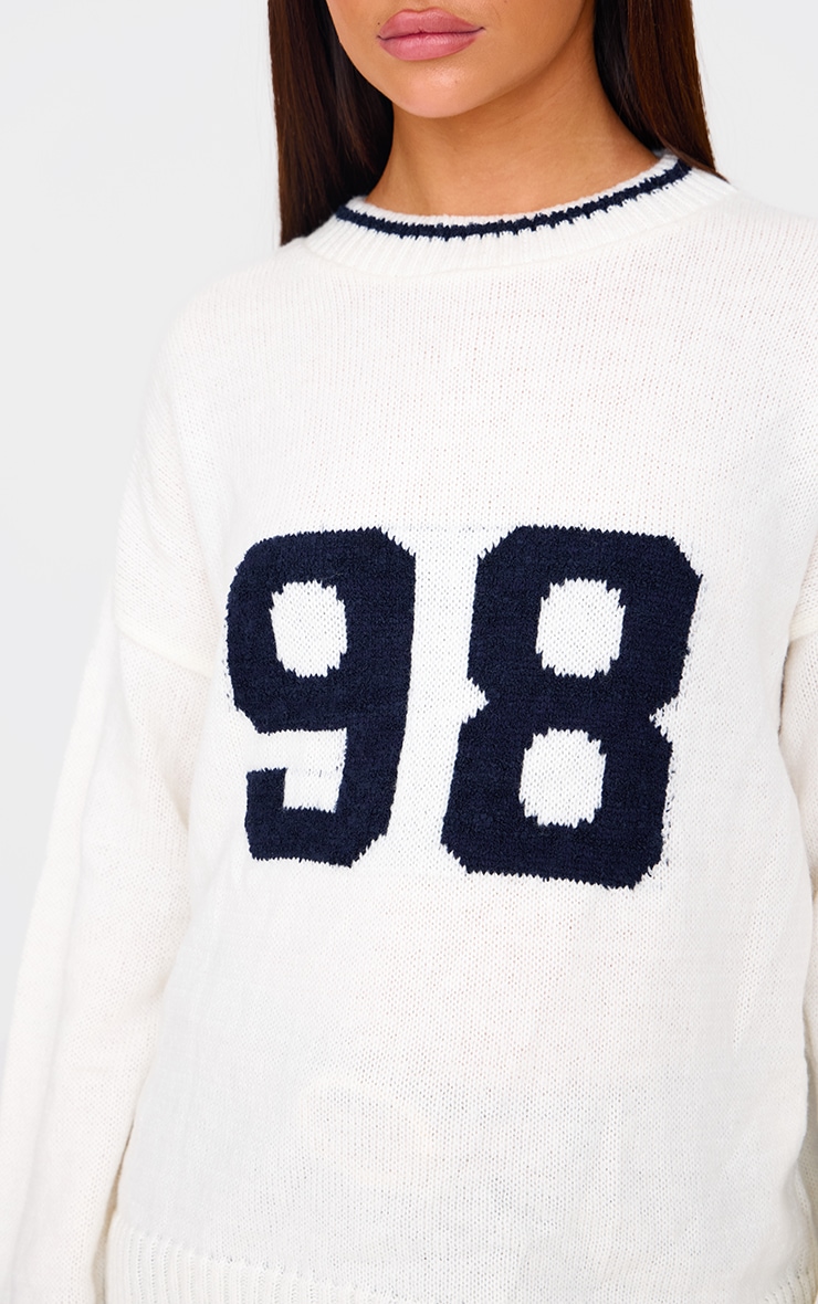 Monochrome Knit Oversized Embroidered Sweater image 4