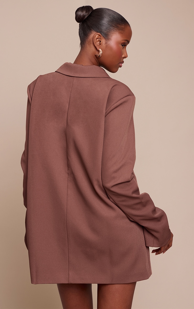 Light Brown Tailored Woven Ruched Sleeve Blazer Dress image 2