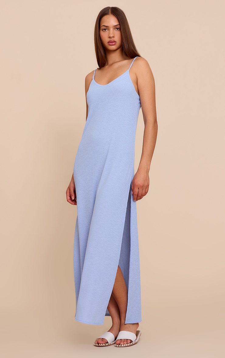 Blue Onion Skin Plunge Sleeveless Maxi Dress image 3