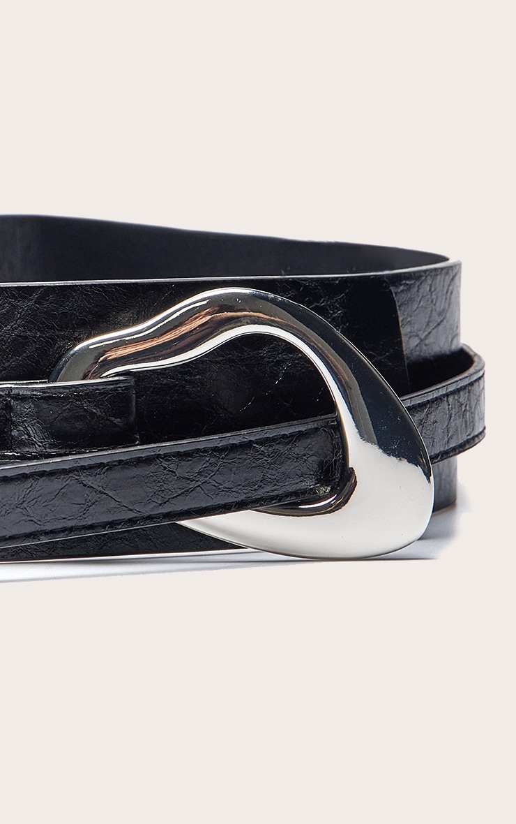 Black Chunky Double Layered Belt image 3