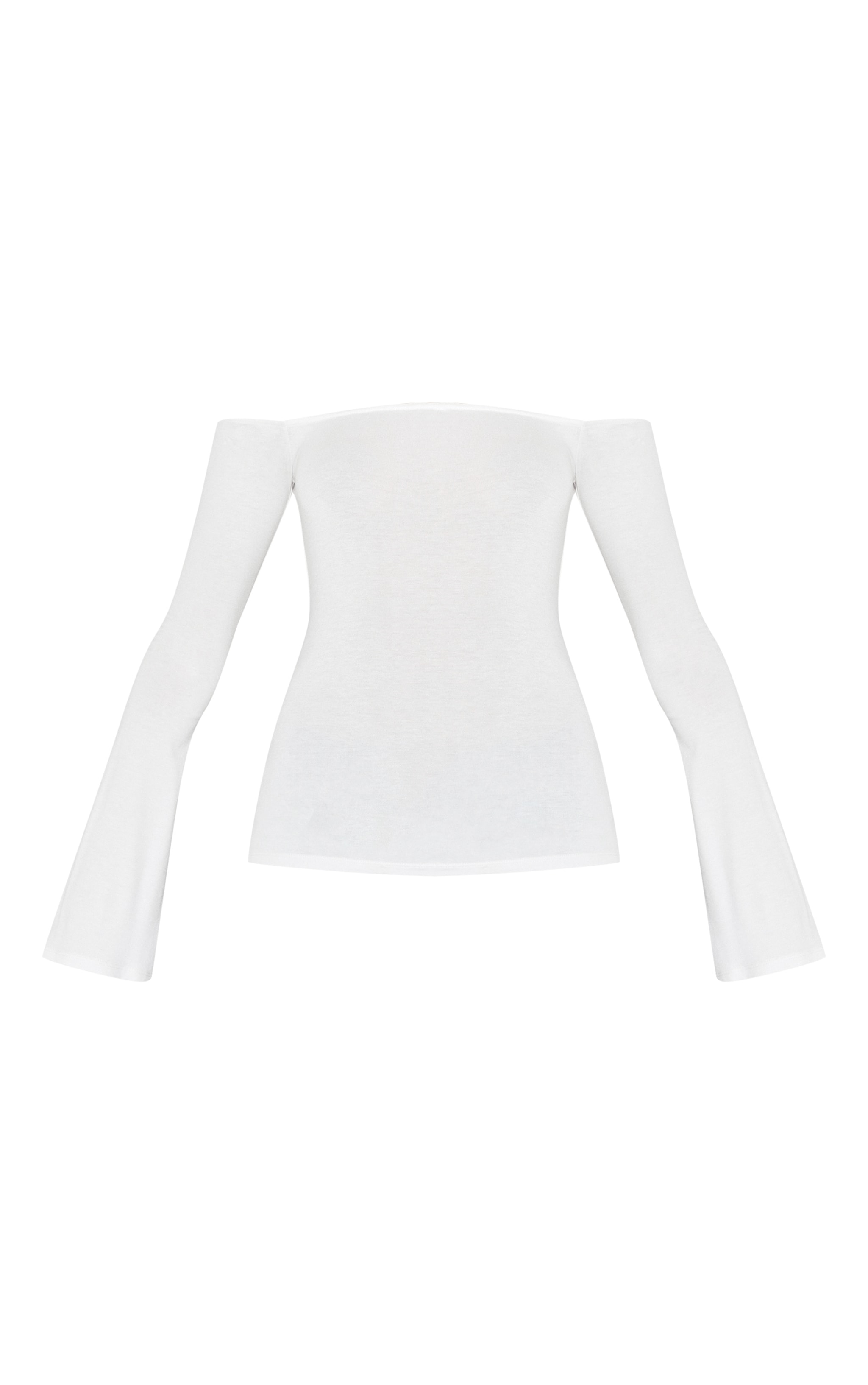 White Soft Cotton Bardot Long Sleeve Top image 5