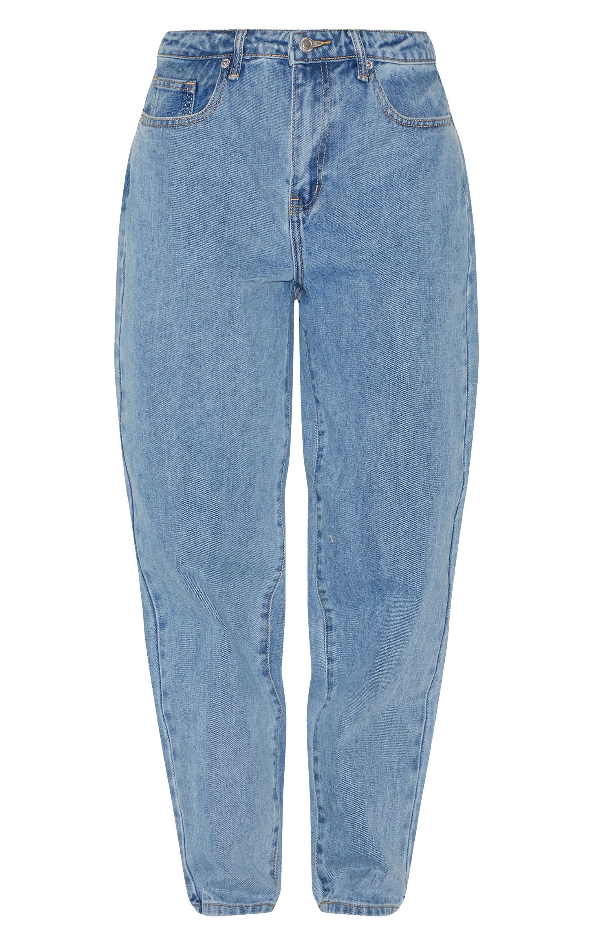 PRETTYLITTETHING Jean mom délavage bleu moyen à taille haute image 5
