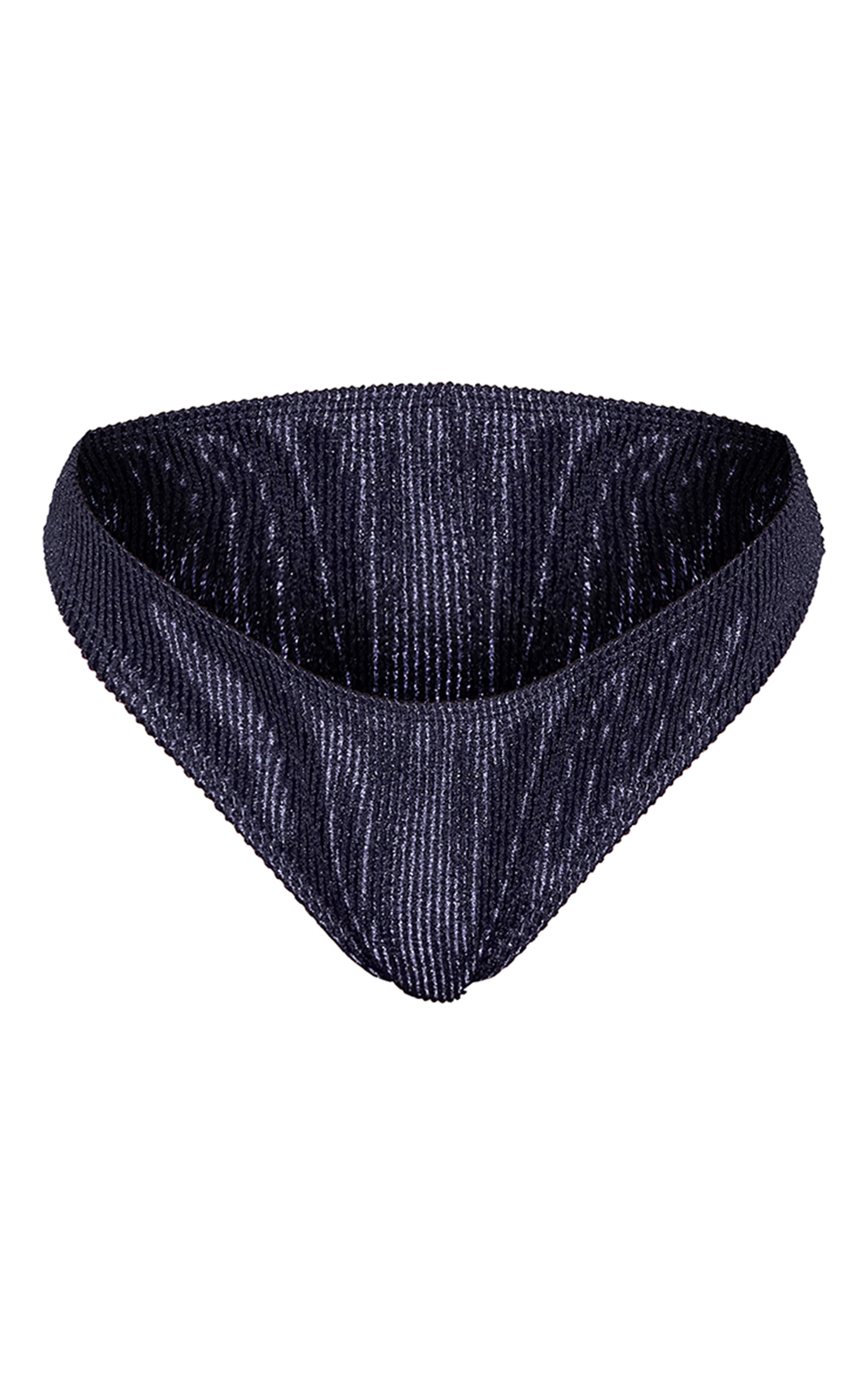 Navy Metallic Crinkle High Leg Bikini Bottoms image 1