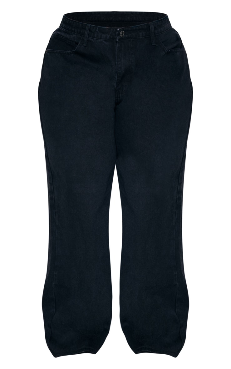 Plus Black High Waist Faded Boyfriend Jeans image 5