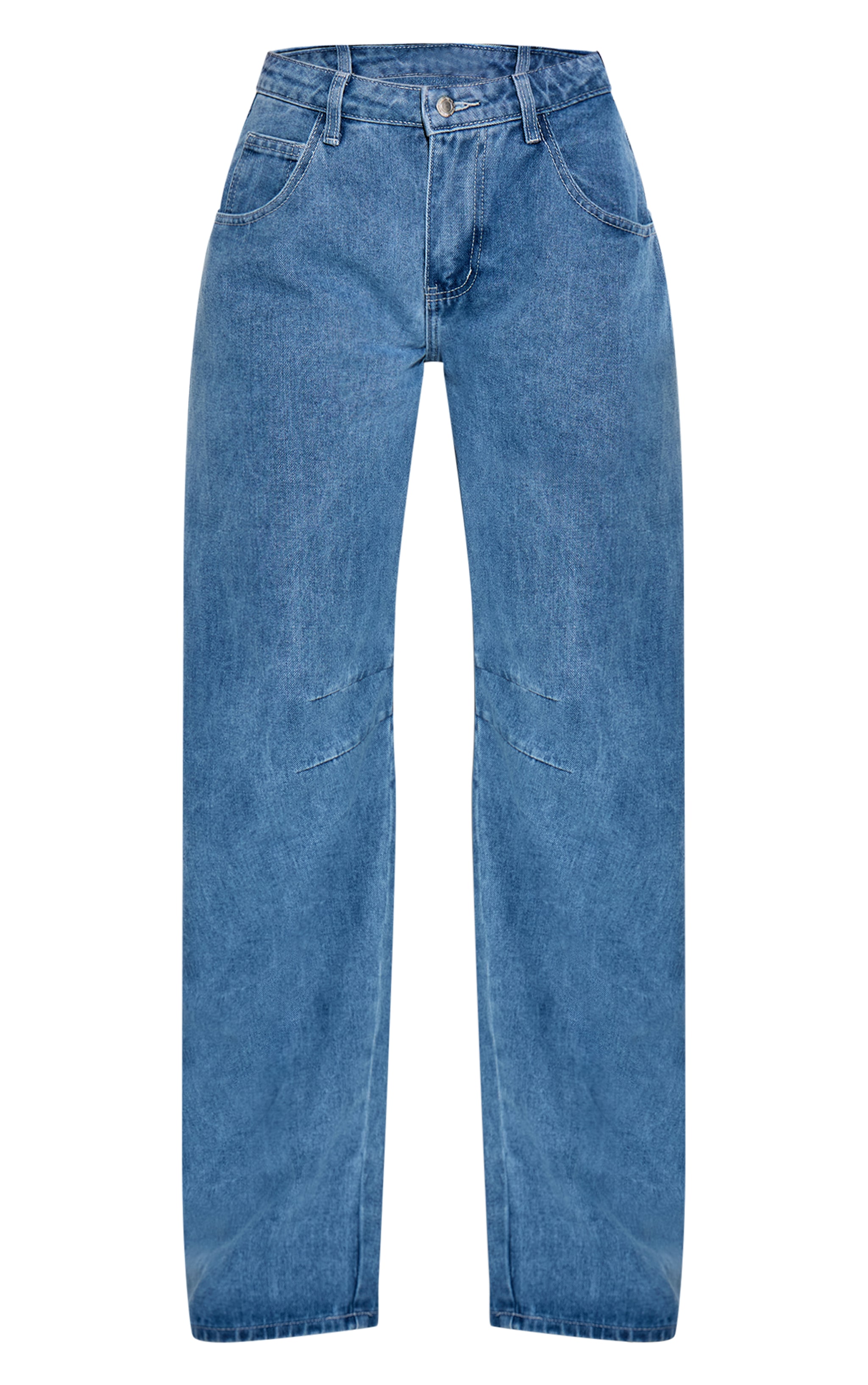 Mid Blue Wash Seam Detail Barrel Jean image 5