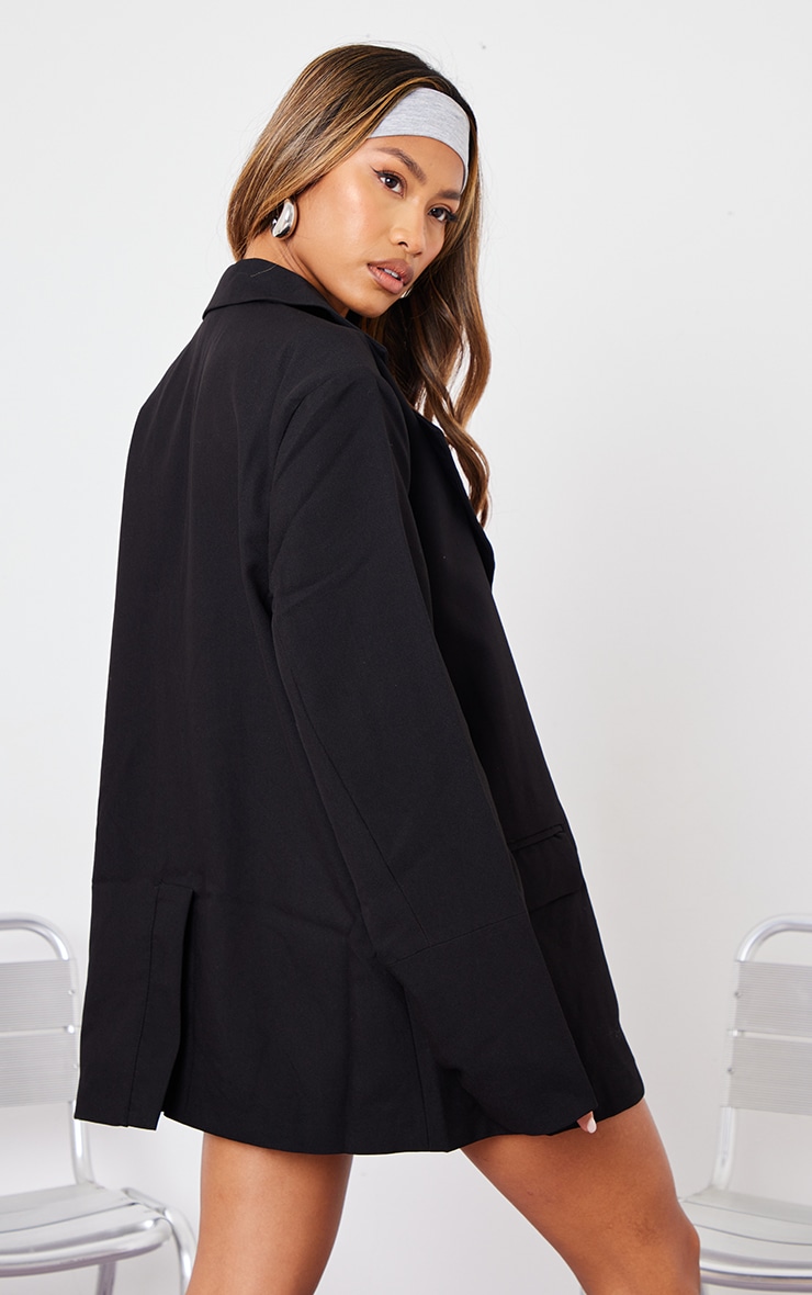 Black Boxy Oversized Drop Shoulder Dad Blazer image 2