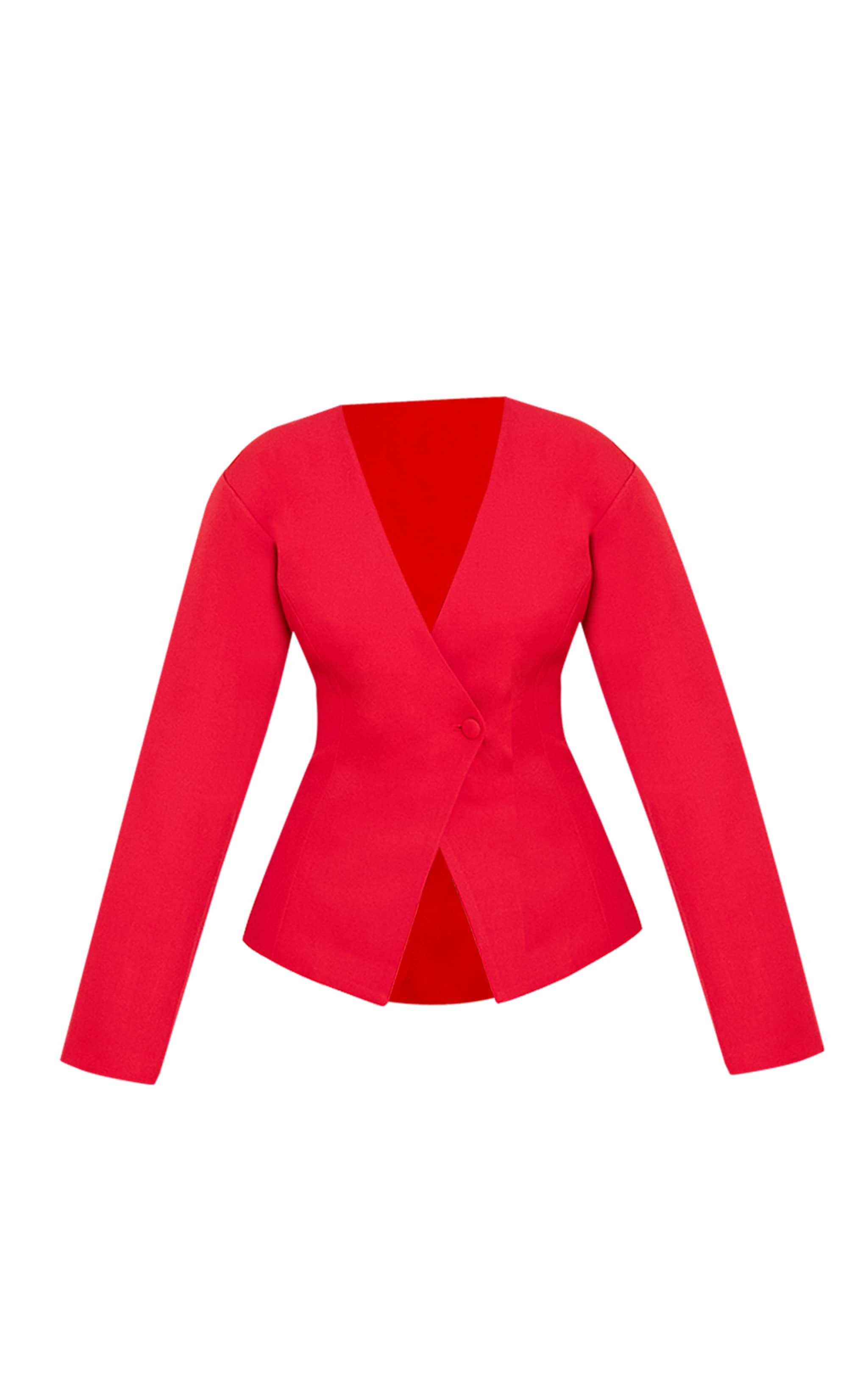 Blazer de tailleur asymétrique rouge tomate à taille cintrée image 5
