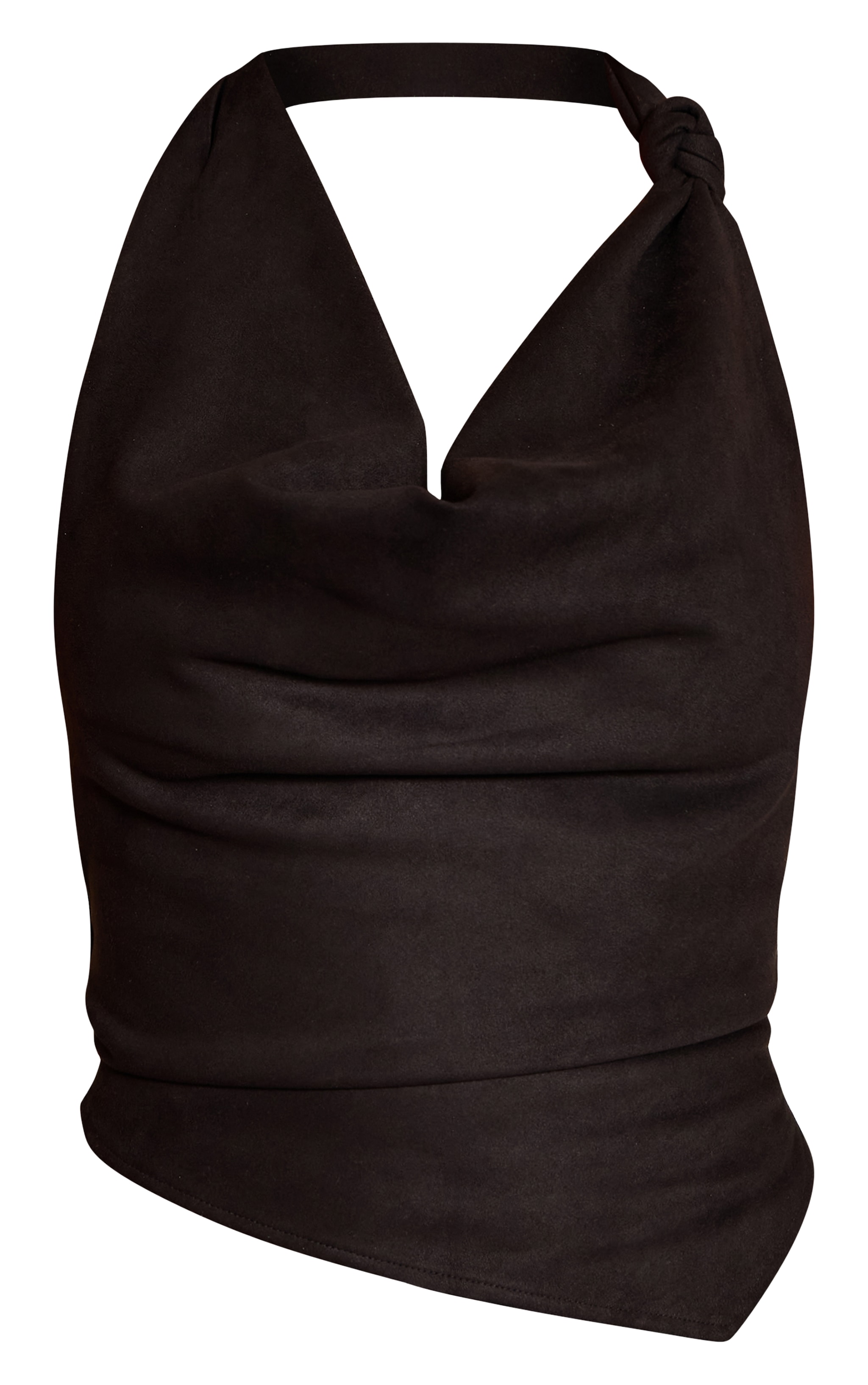 Top en suédine noire à col bénitier noué image 5