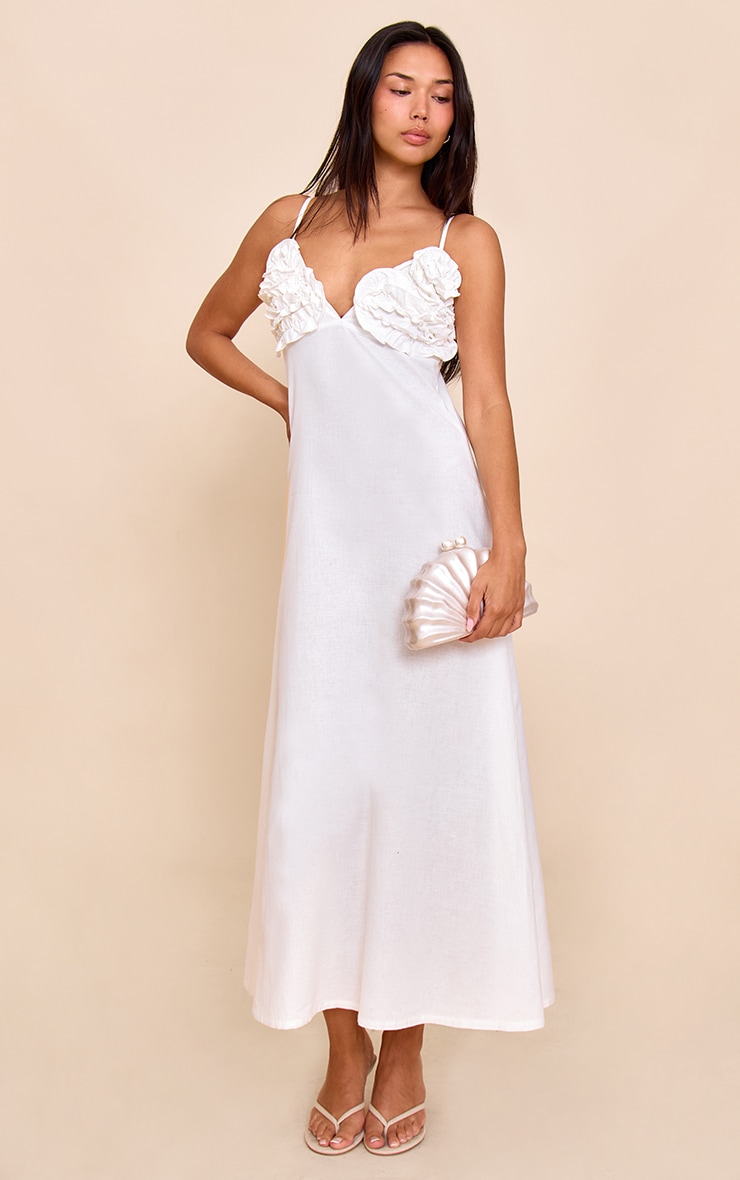 Cream Floral Bust Maxi Dress image 2