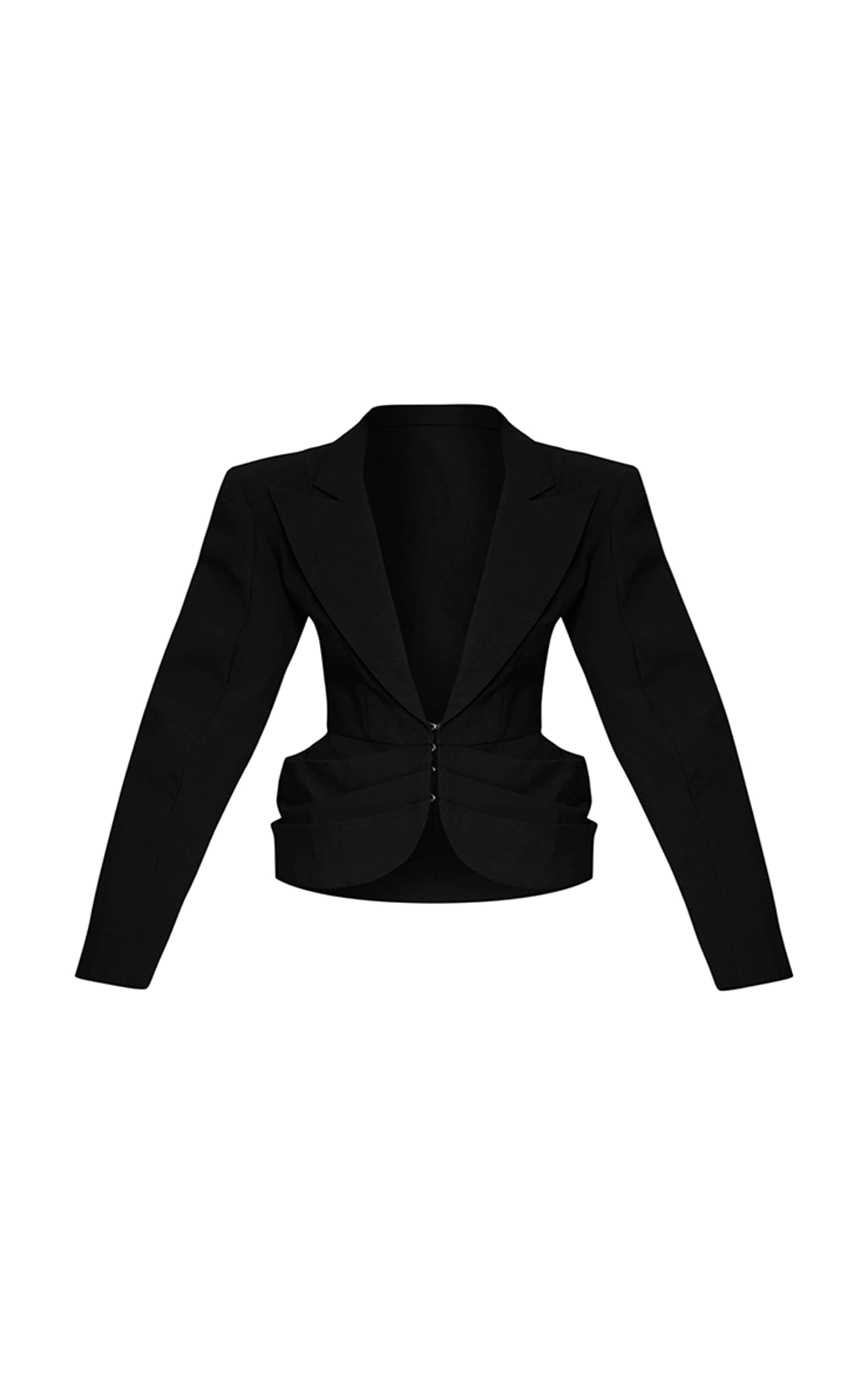 Blazer tissé deluxe noir à hanches plissées image 5