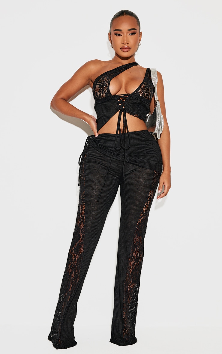 Shape Black Lace Up Bralet Top image 3