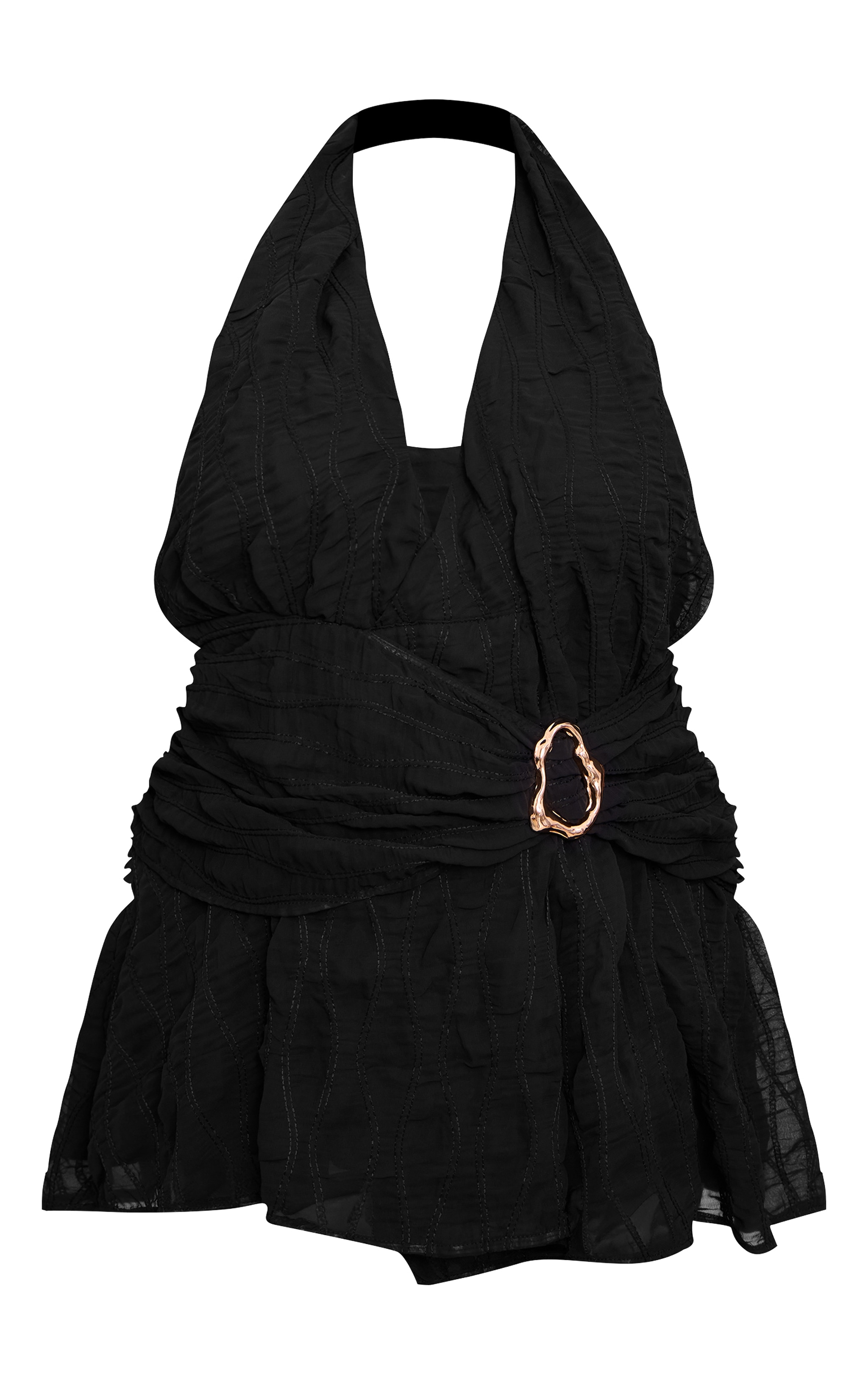 PLUS BLACK Texture V Neck Belt Shift Dress image 5