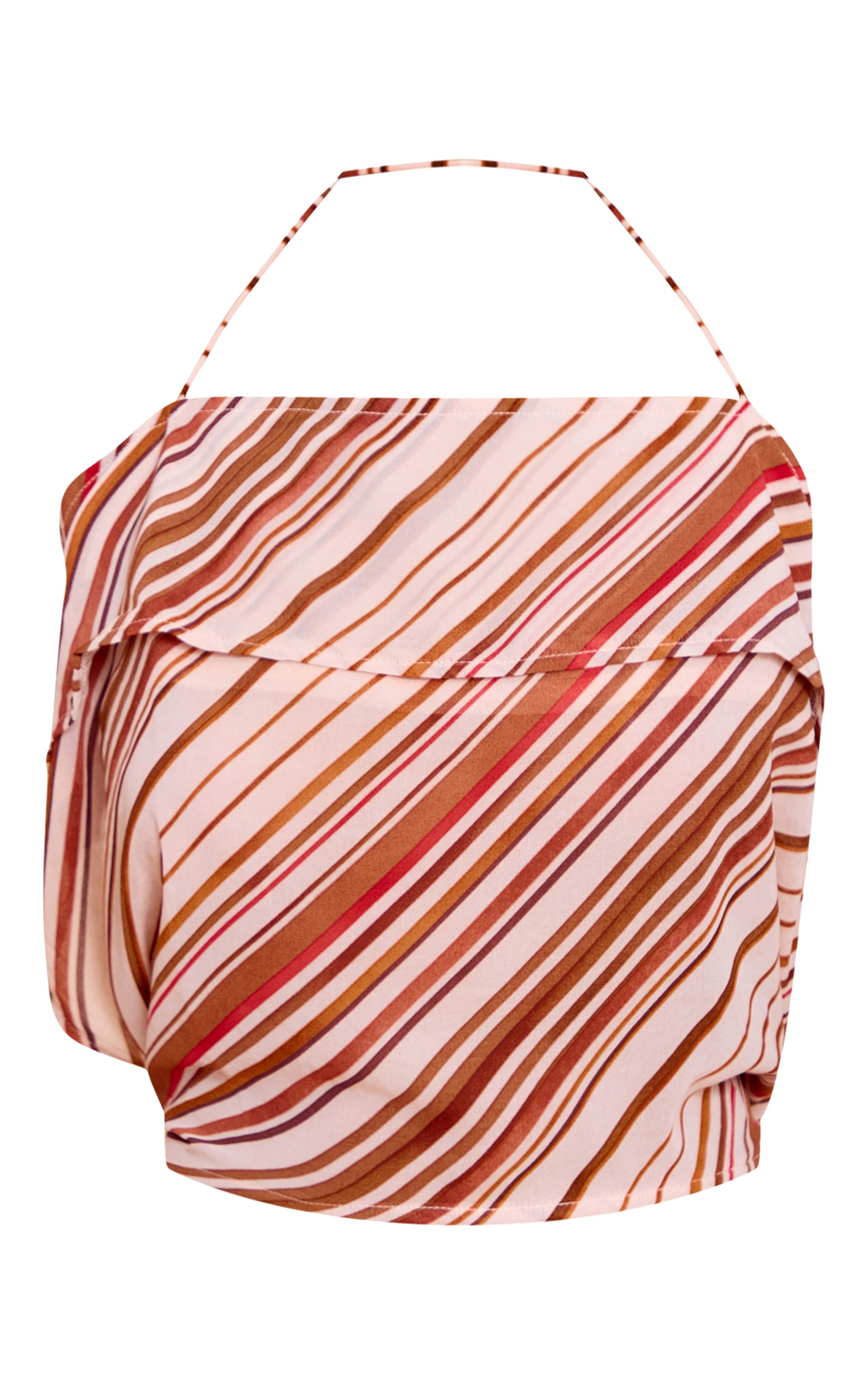 Rust Chiffon Striped Halterneck Strappy Top image 5