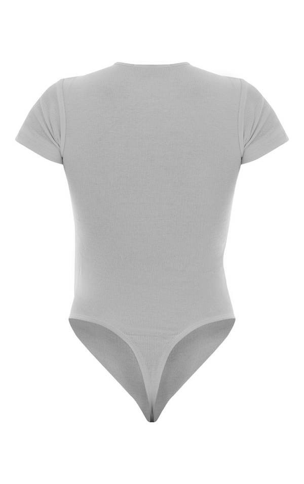 White Basic Rib Short Sleeve Bodysuit Tops PrettyLittleThing USA