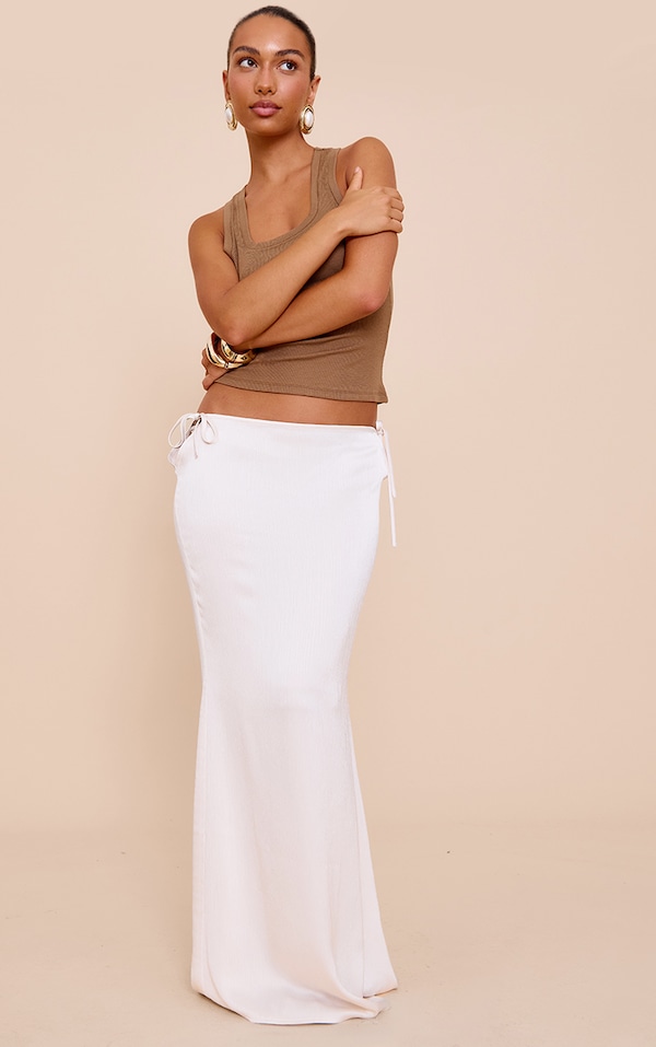 Cream Low Rise Maxi Skirt