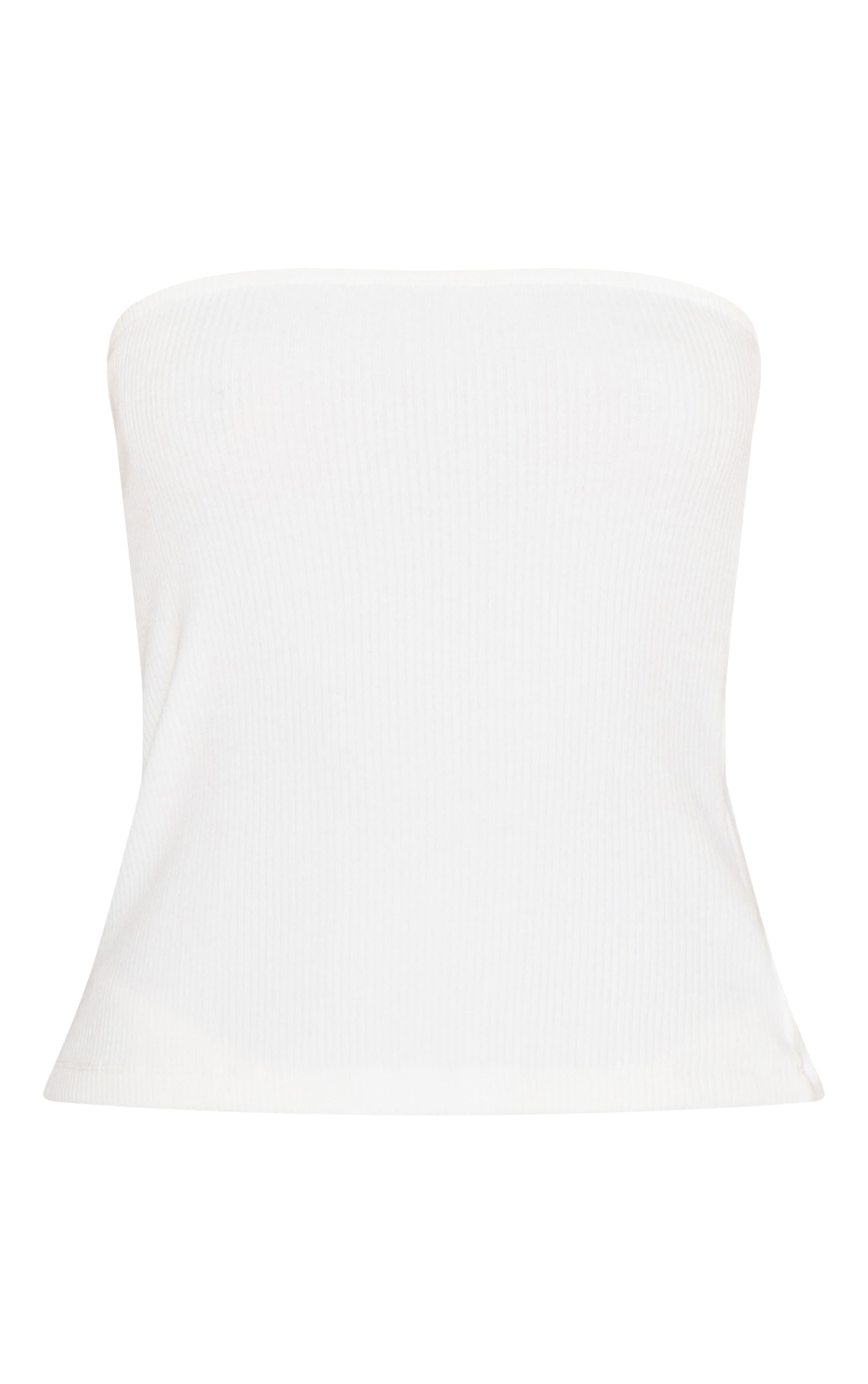 White Textured Detail Bandeau Top image 5