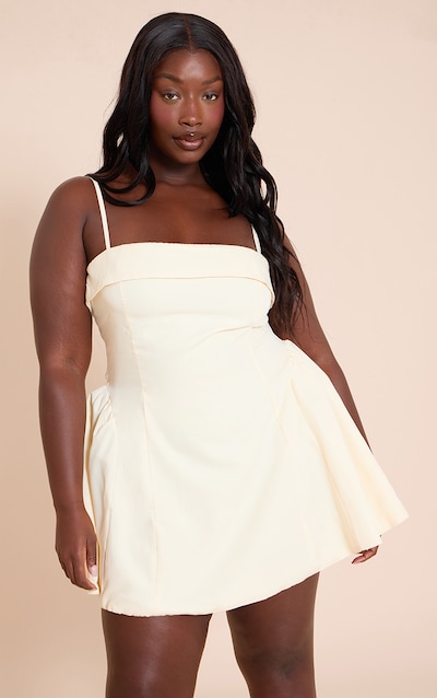 Plus Lemon Strappy Structured Shift Dress