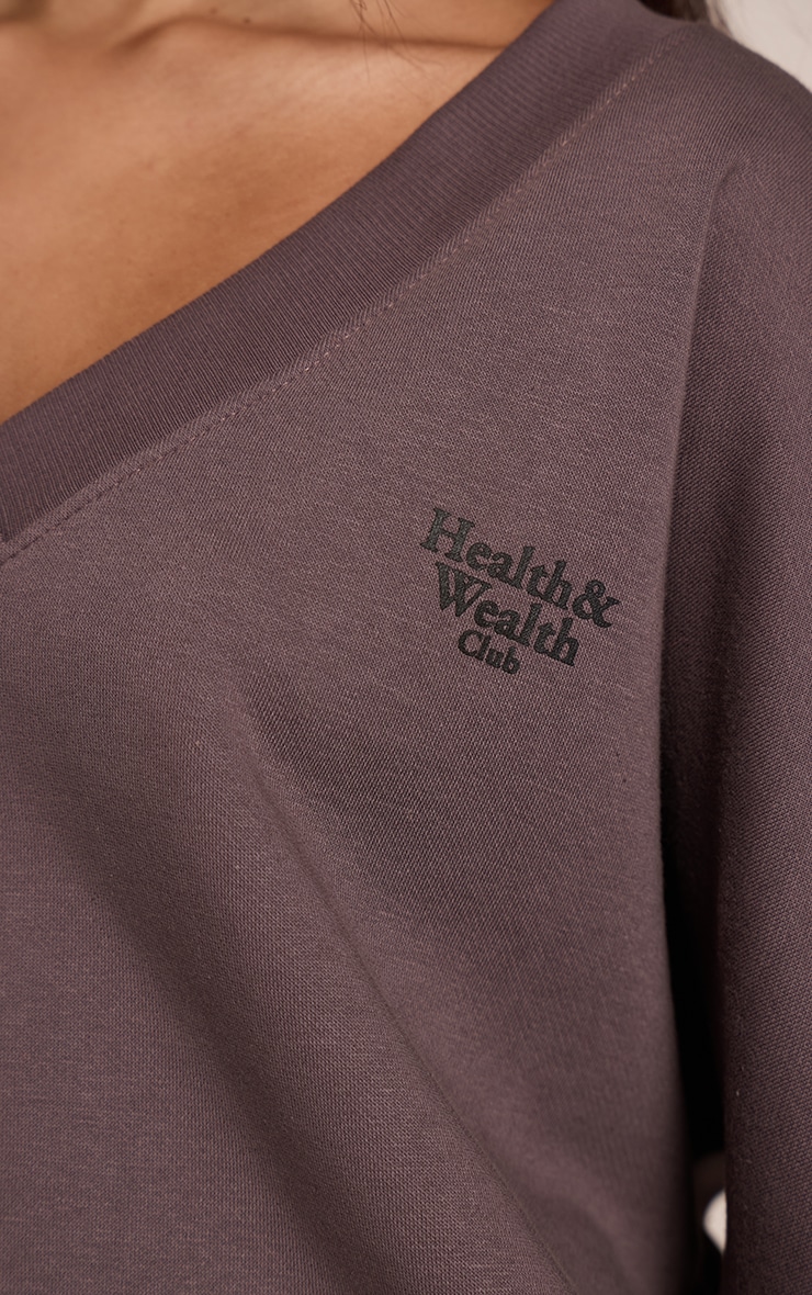 Charcoal Health Club V Neck Sweatshirt image 4
