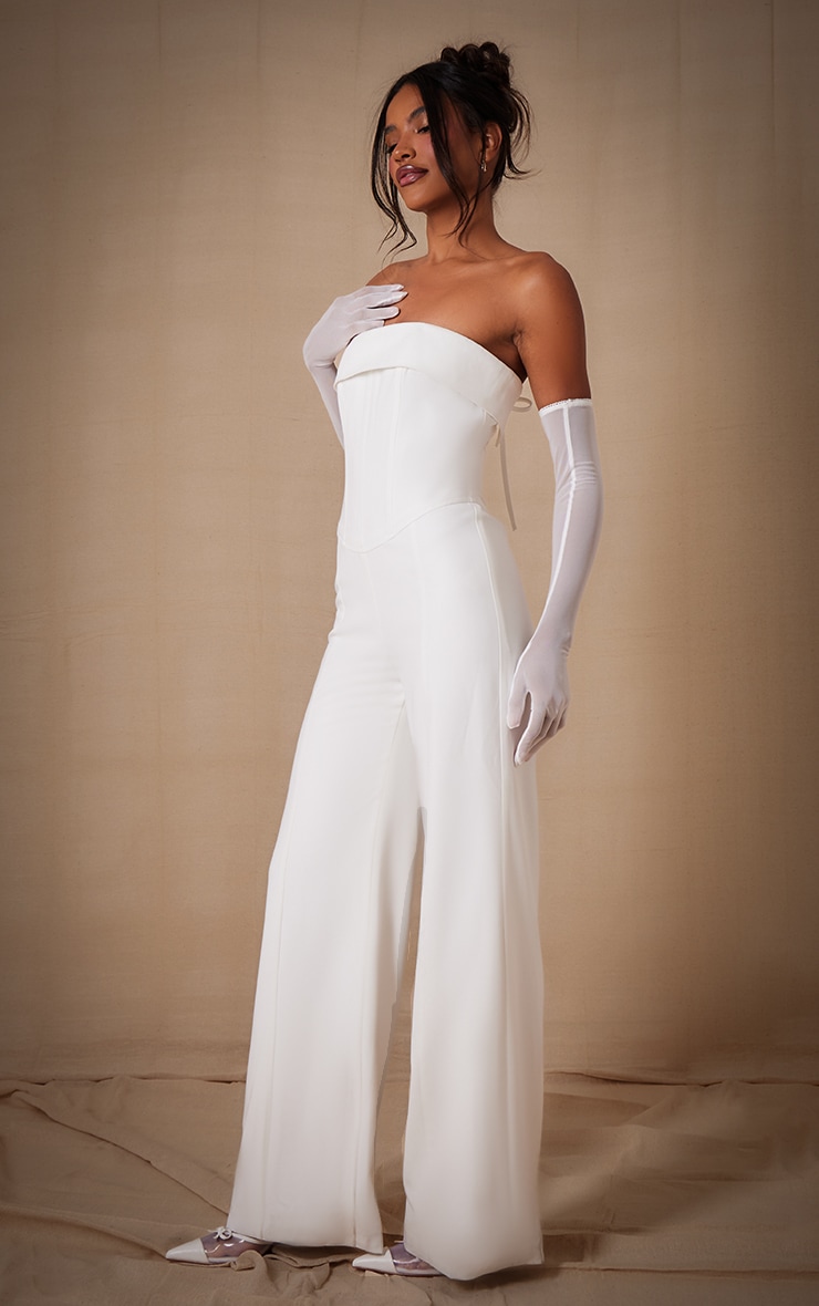 Combinaison bustier large tissée deluxe blanche image 3