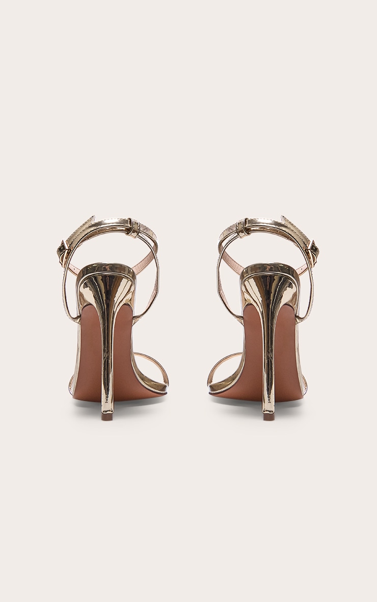 Gold Pu Point Toe Barely There High Heeled Sandals image 3