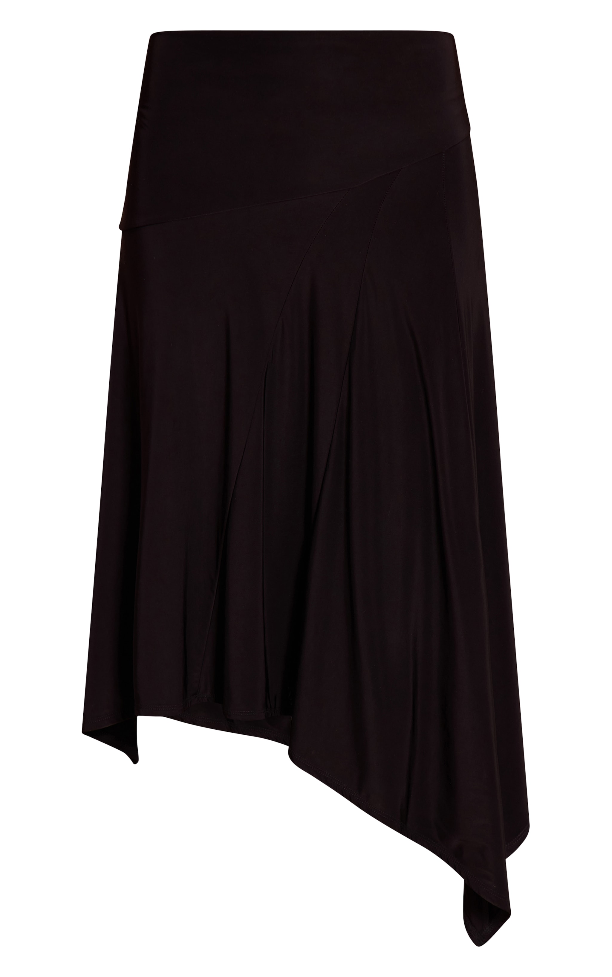 Black Slinky Seam Detail Asymmetric Skirt image 5