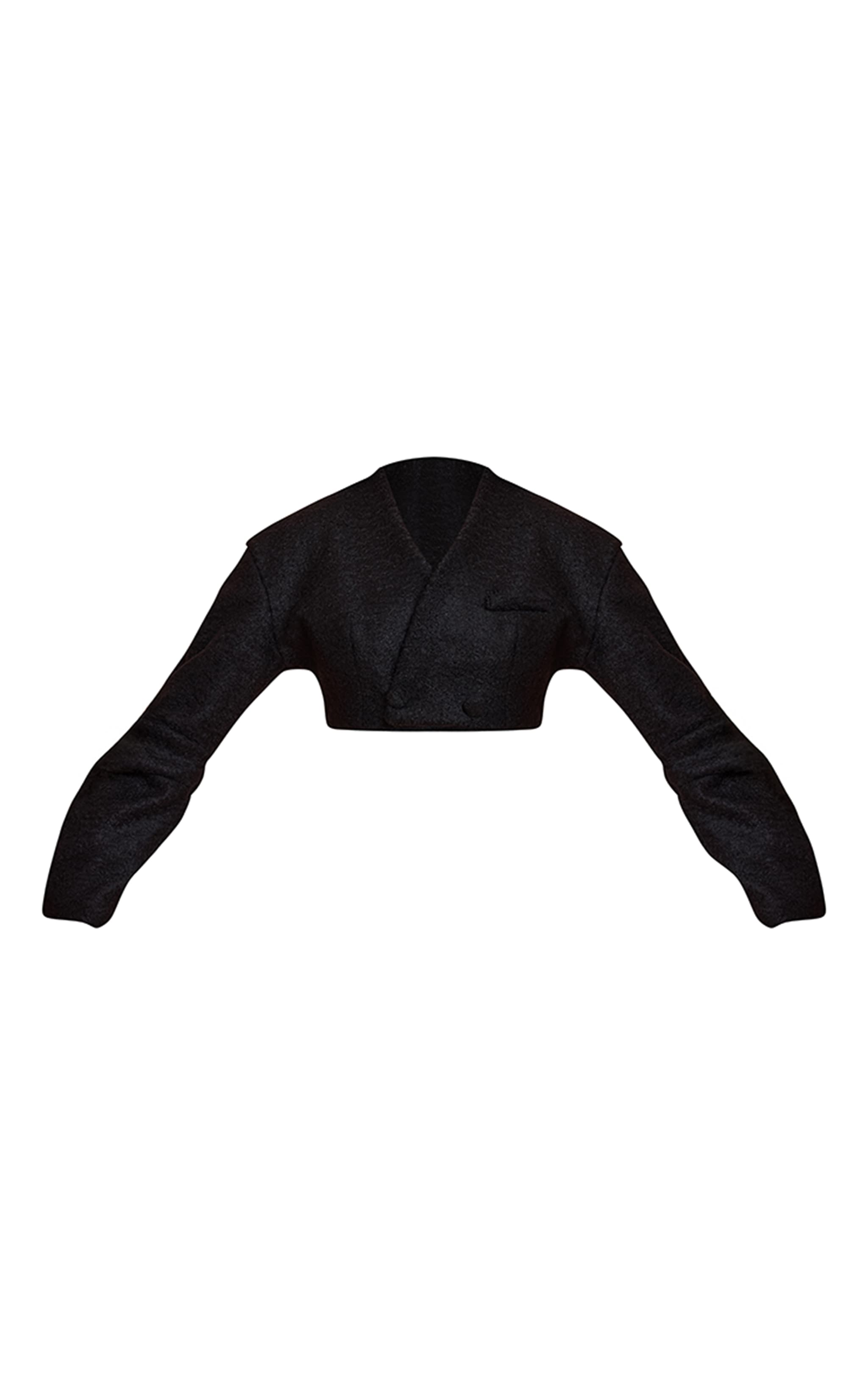 Shape Black Wool Look Wrap Over Cocoon Sleeve Cropped Jacket image 5
