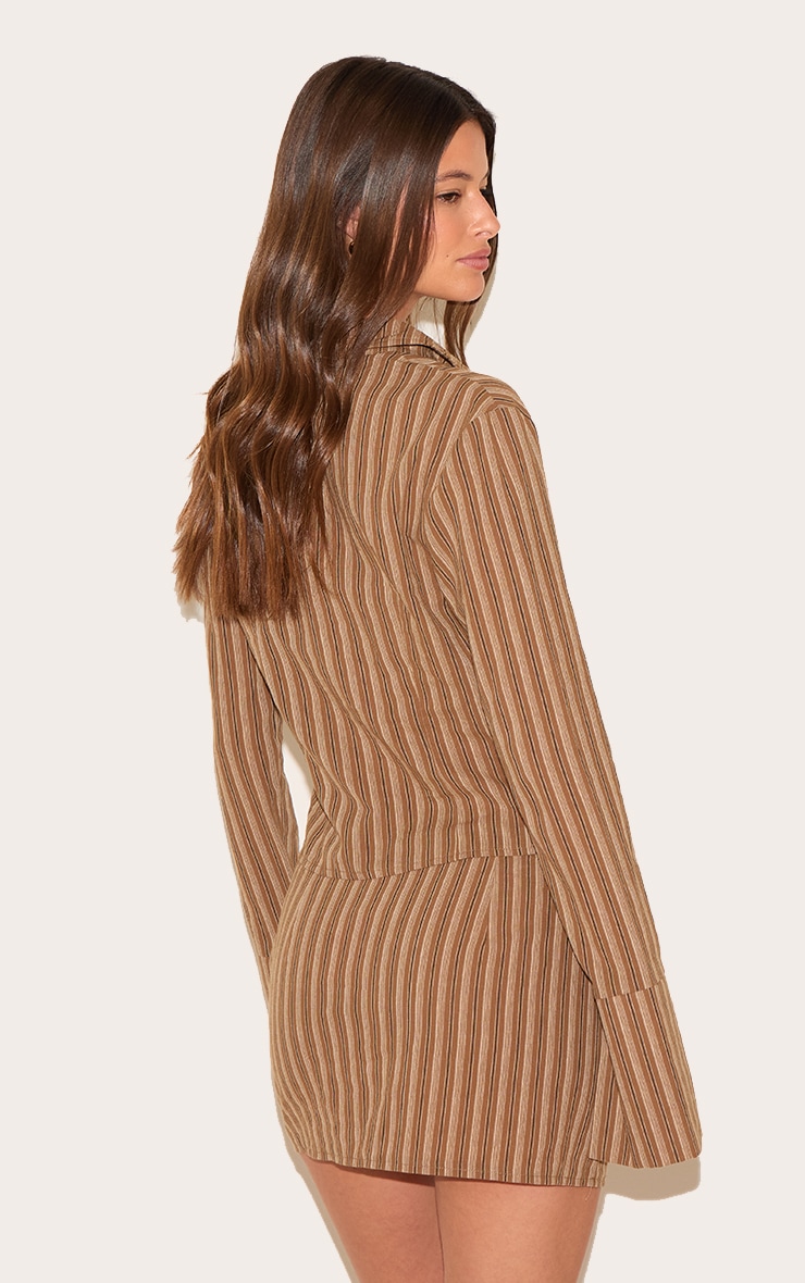 Brown Pinstripe Fitted Shirt image 2