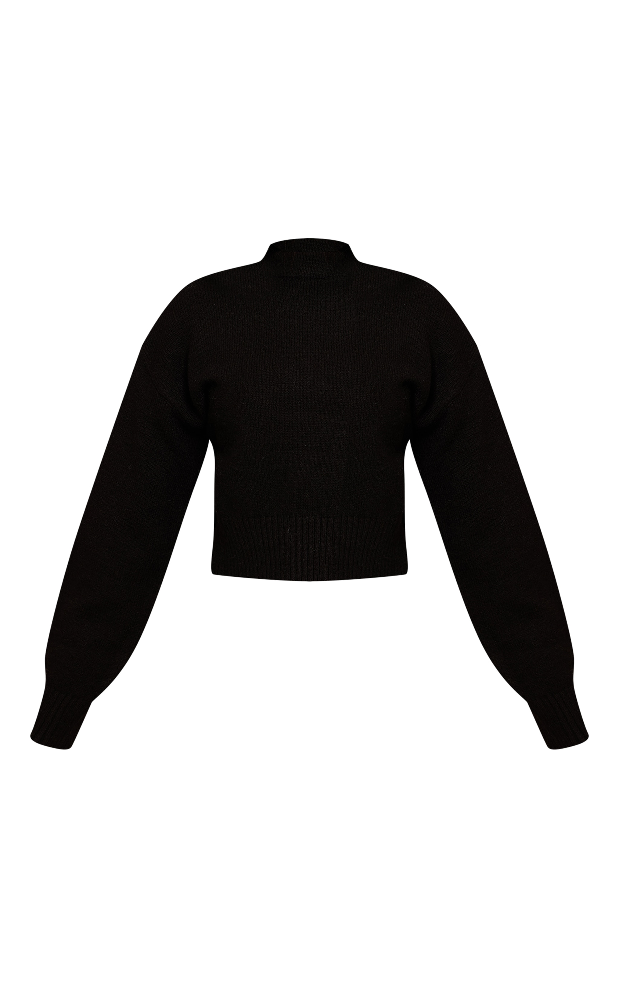Petite Black Knit High Neck Crop Sweater image 5