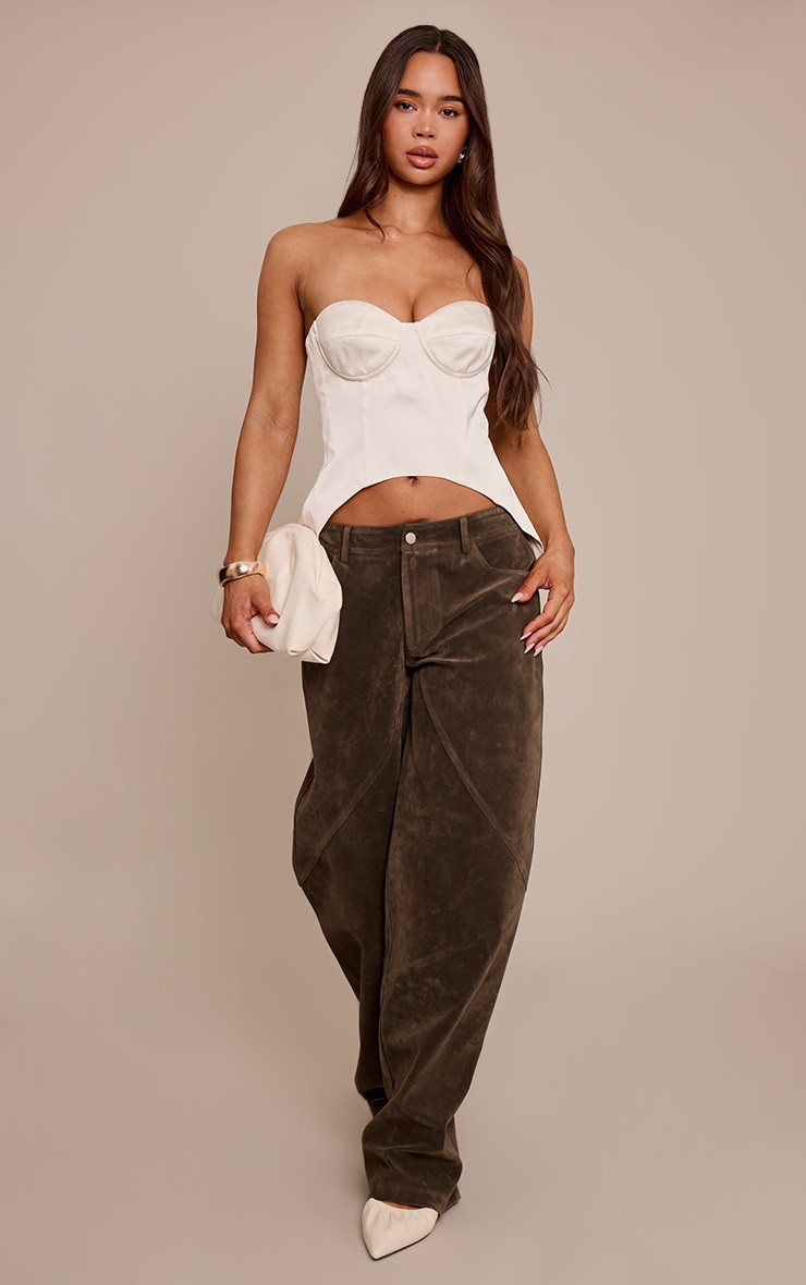 Cream Satin Dip Hem Corset image 3