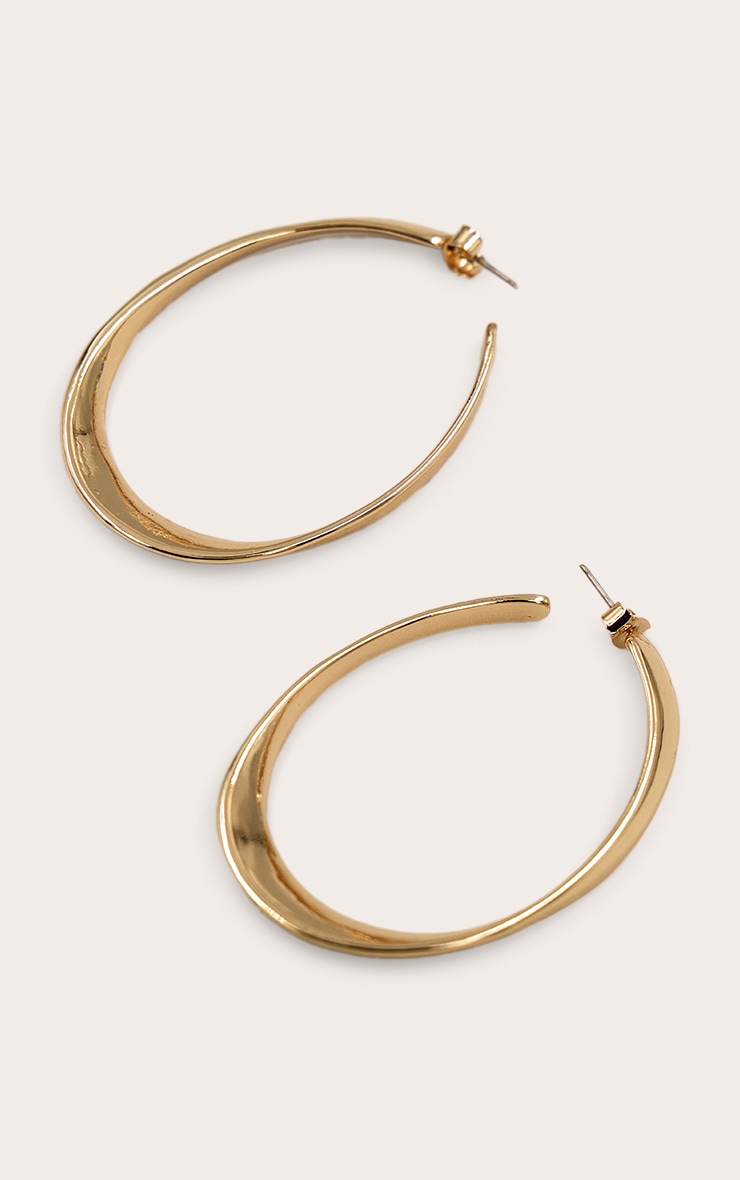 Gold Smooth Cuffed Hoop Earrings image 3