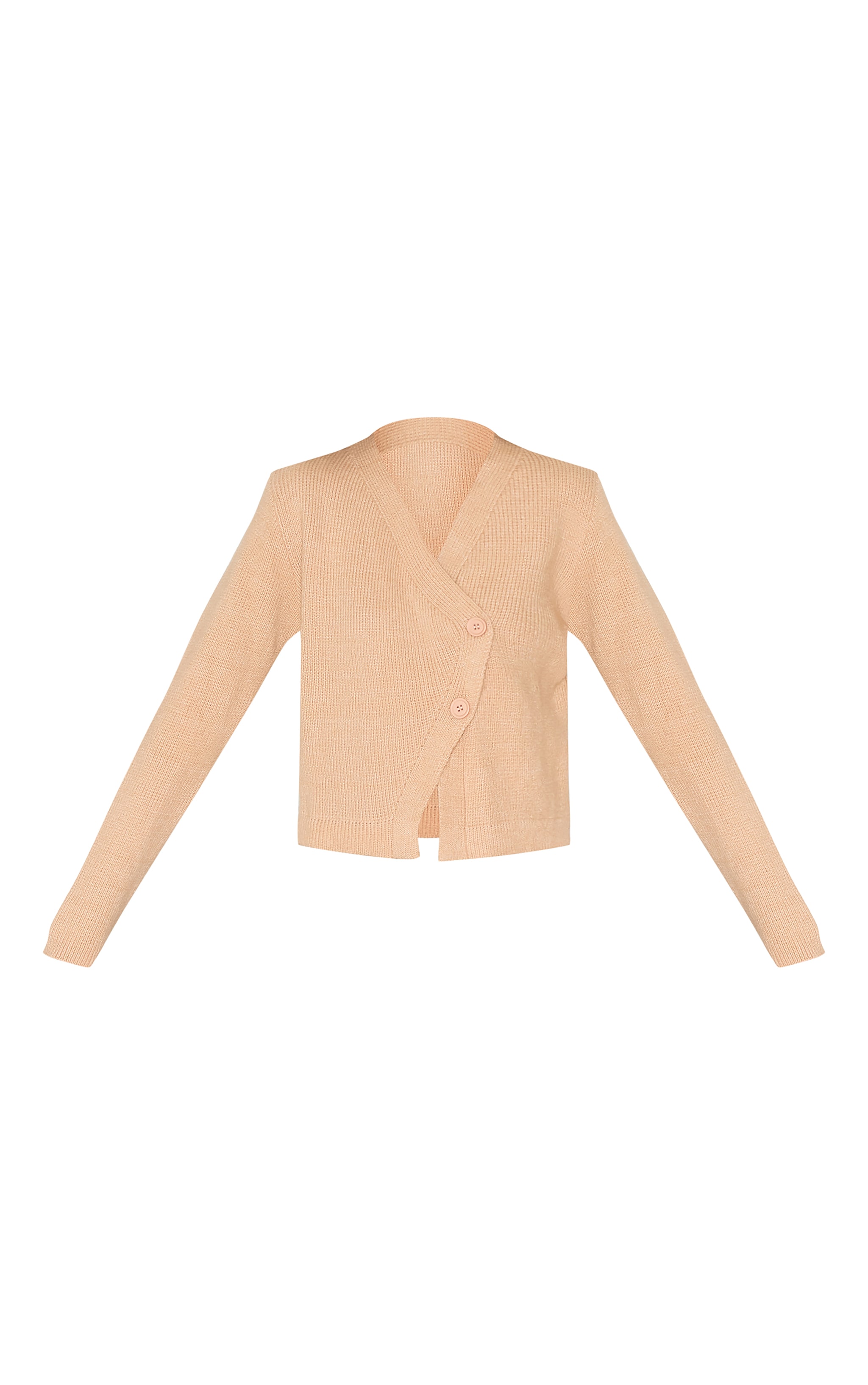 Oatmeal Knit Asymmetric Button Up Cardigan image 5
