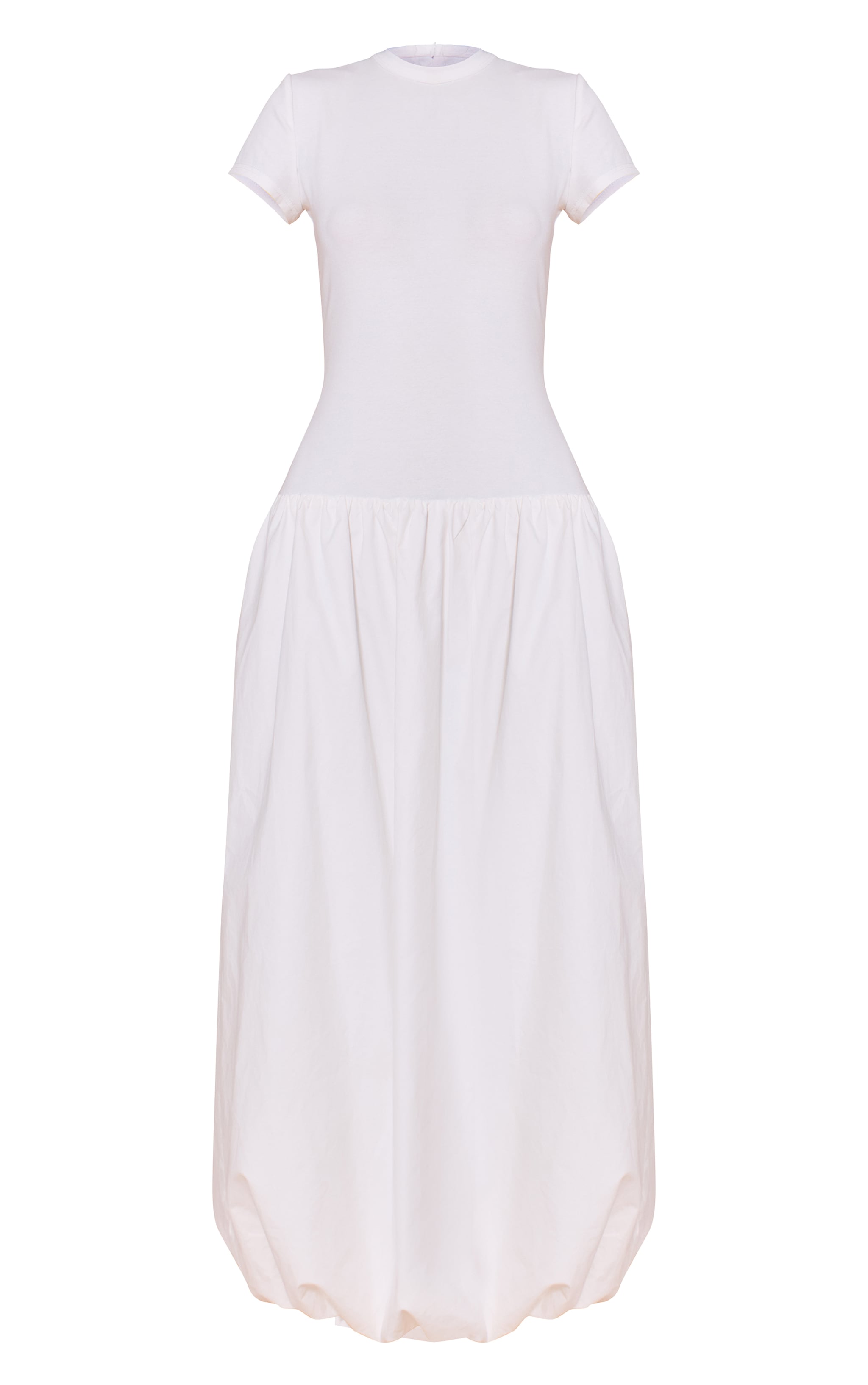 Robe T-shirt longue blanche à taille tombante et ourlet bouffant image 5