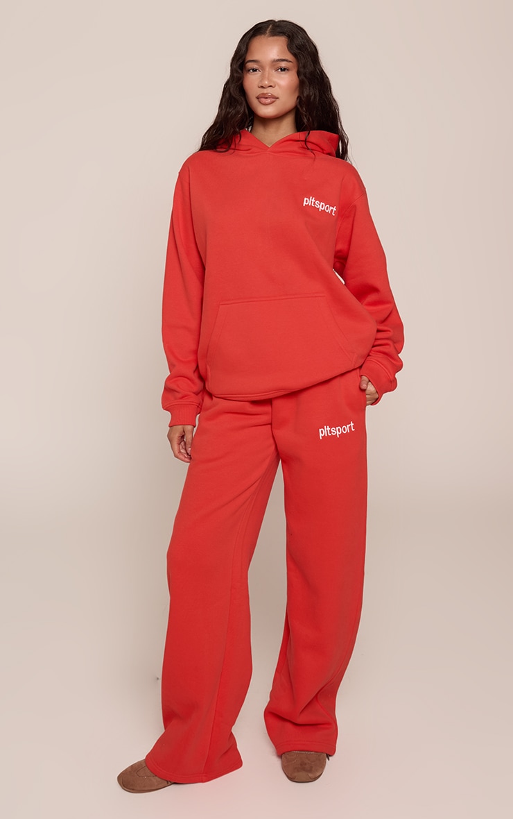Hoodie pullover oversize en coton polaire rouge brodé "PLT Sport" image 3