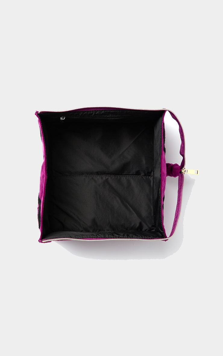The Flat Lay Co. Open Flat Box Makeup Bag in Embroidered Daisy Plum Velvet image 5
