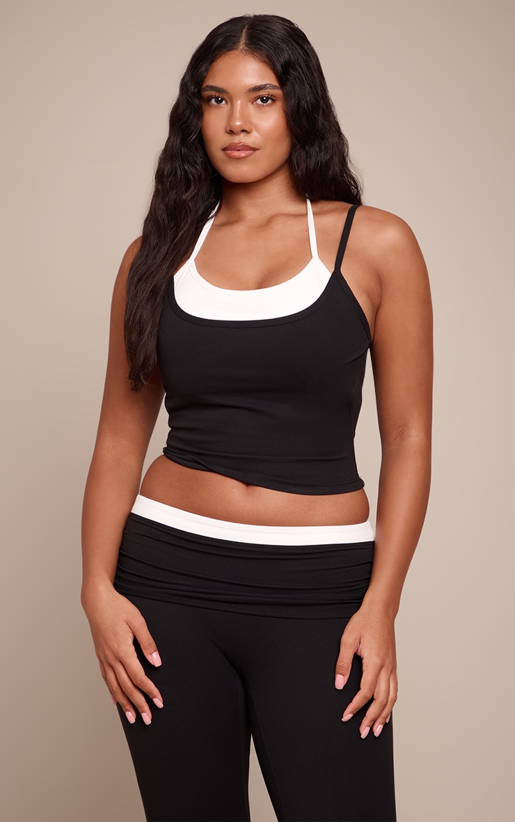 Shape Black Contrast Active Sculpt Cami Top