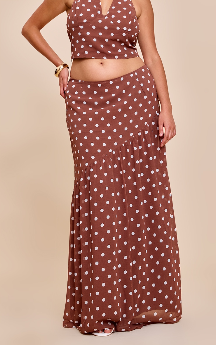 Plus Chocolate Polka Dot Asymmetric Maxi Skirt image 2