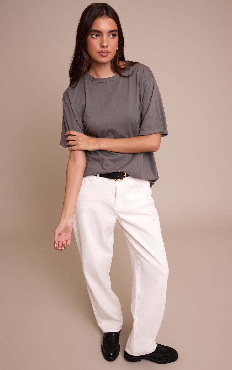 Charcoal Cotton Basic Oversized T-shirt image 3
