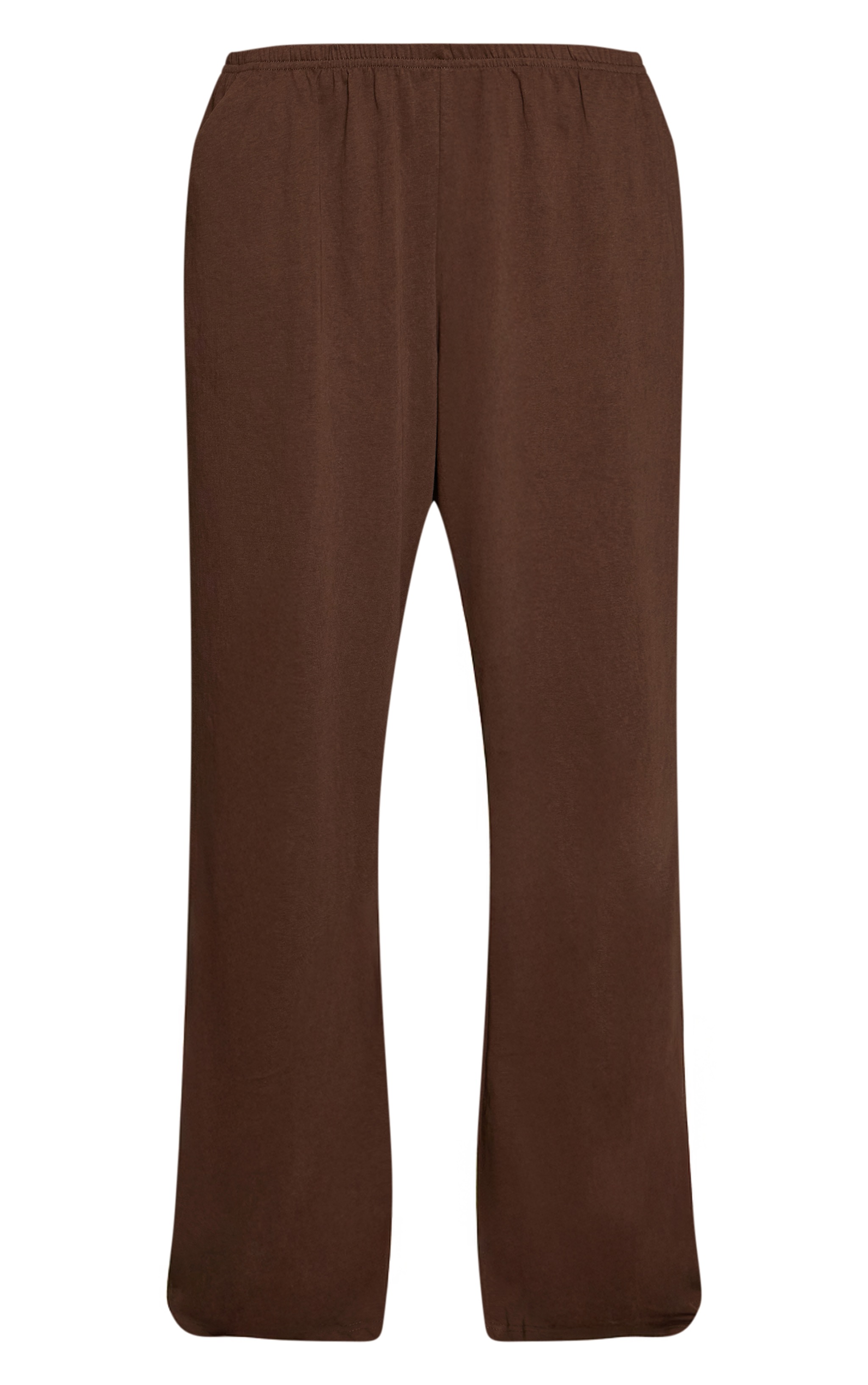 Chocolate Brown Soft Textured Relaxed Wide Leg Trousers image 5