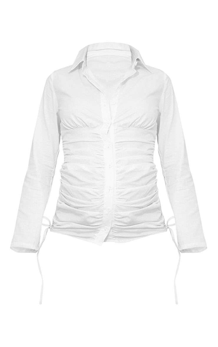 Maternité Chemise de grossesse blanche à côtés froncés image 5