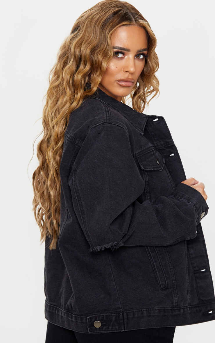 Petite Black Denim Ripped Elbow Jacket PrettyLittleThing