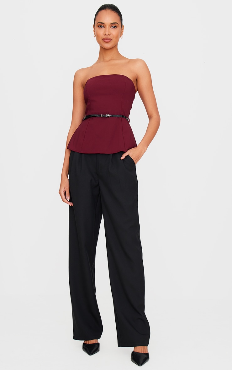 Burgundy Bengaline Belted Longline Bandeau image 3