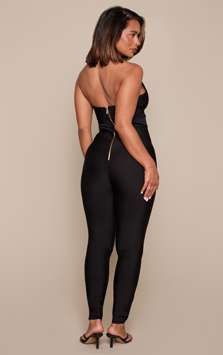 Shape Black Halterneck Bandage Jumpsuit  image 2